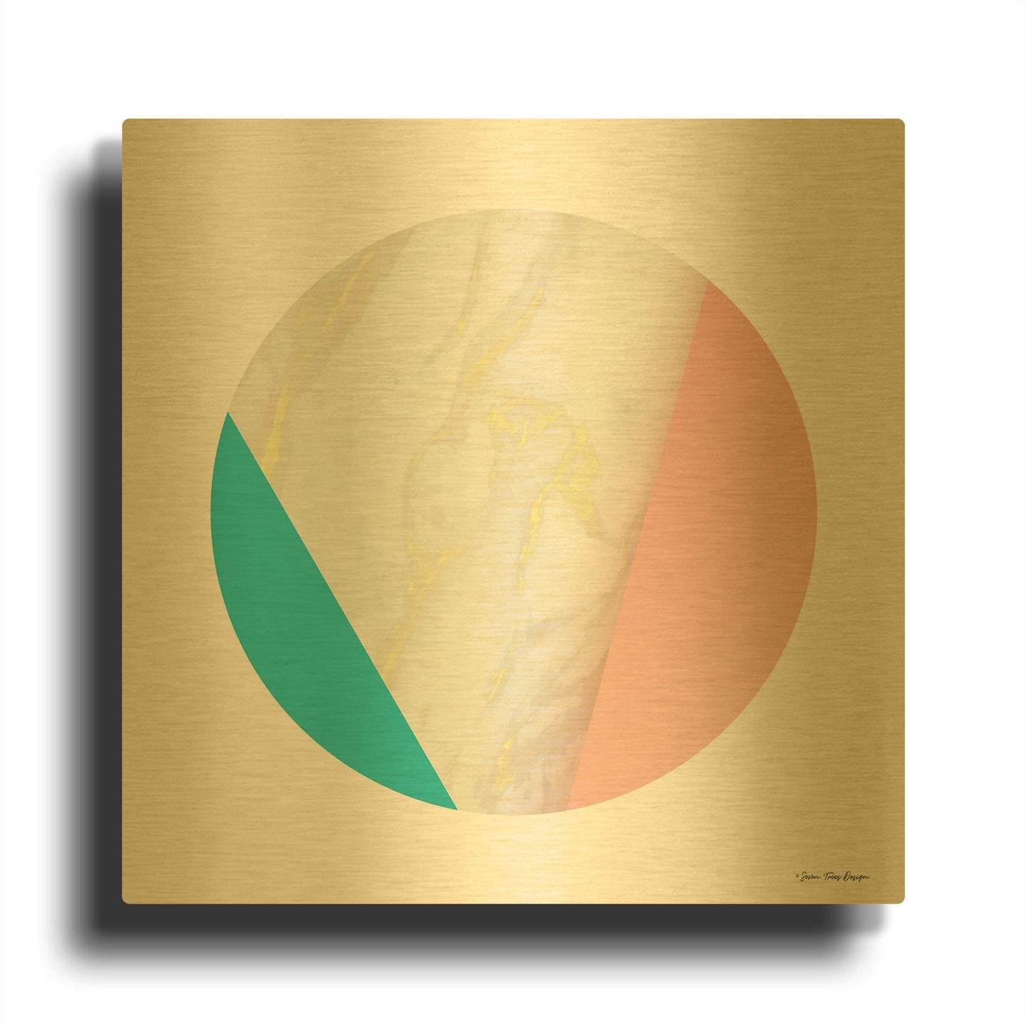 'Pink Marble Circle III' By Seven Trees Design Gold Metal Wall Art