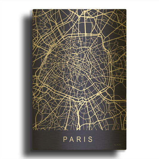 'Paris Street Blue Map' By Seven Trees Design Gold Metal Wall Art