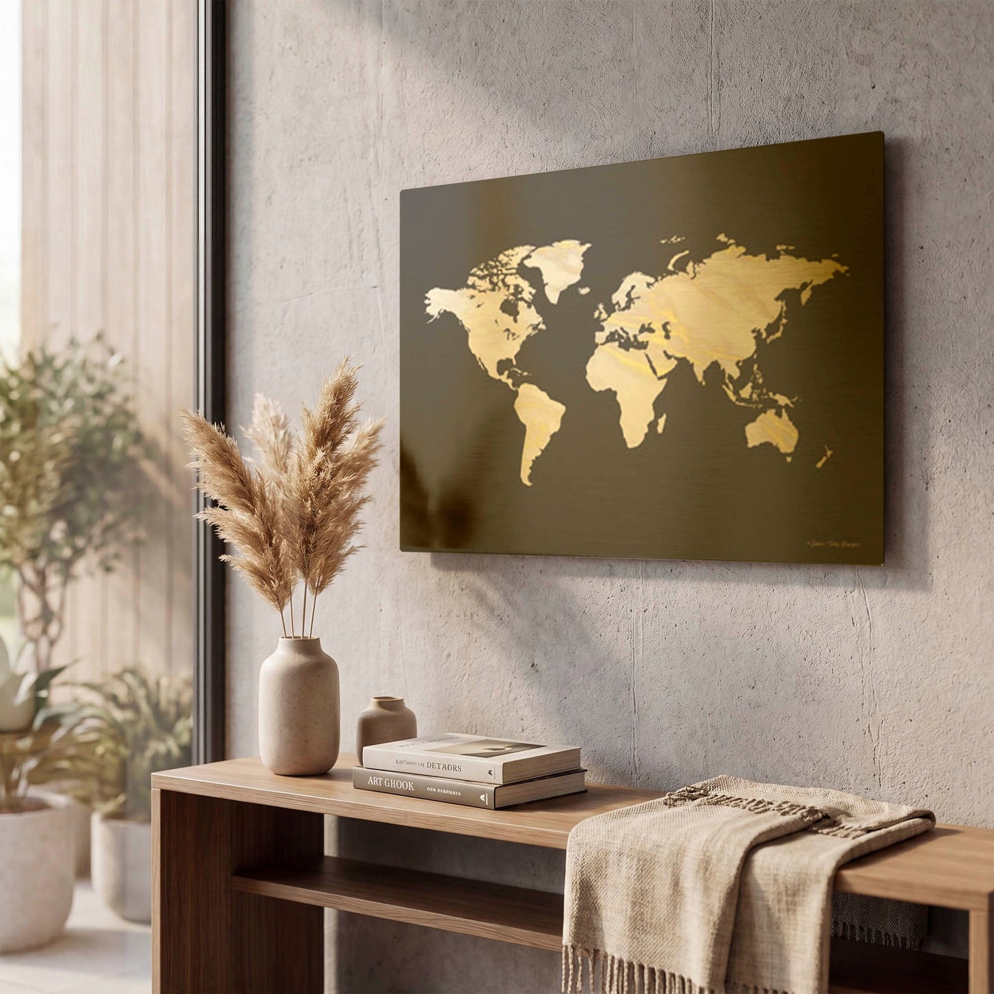 'Marble Gold World Map' By Seven Trees Design Gold Metal Wall Art