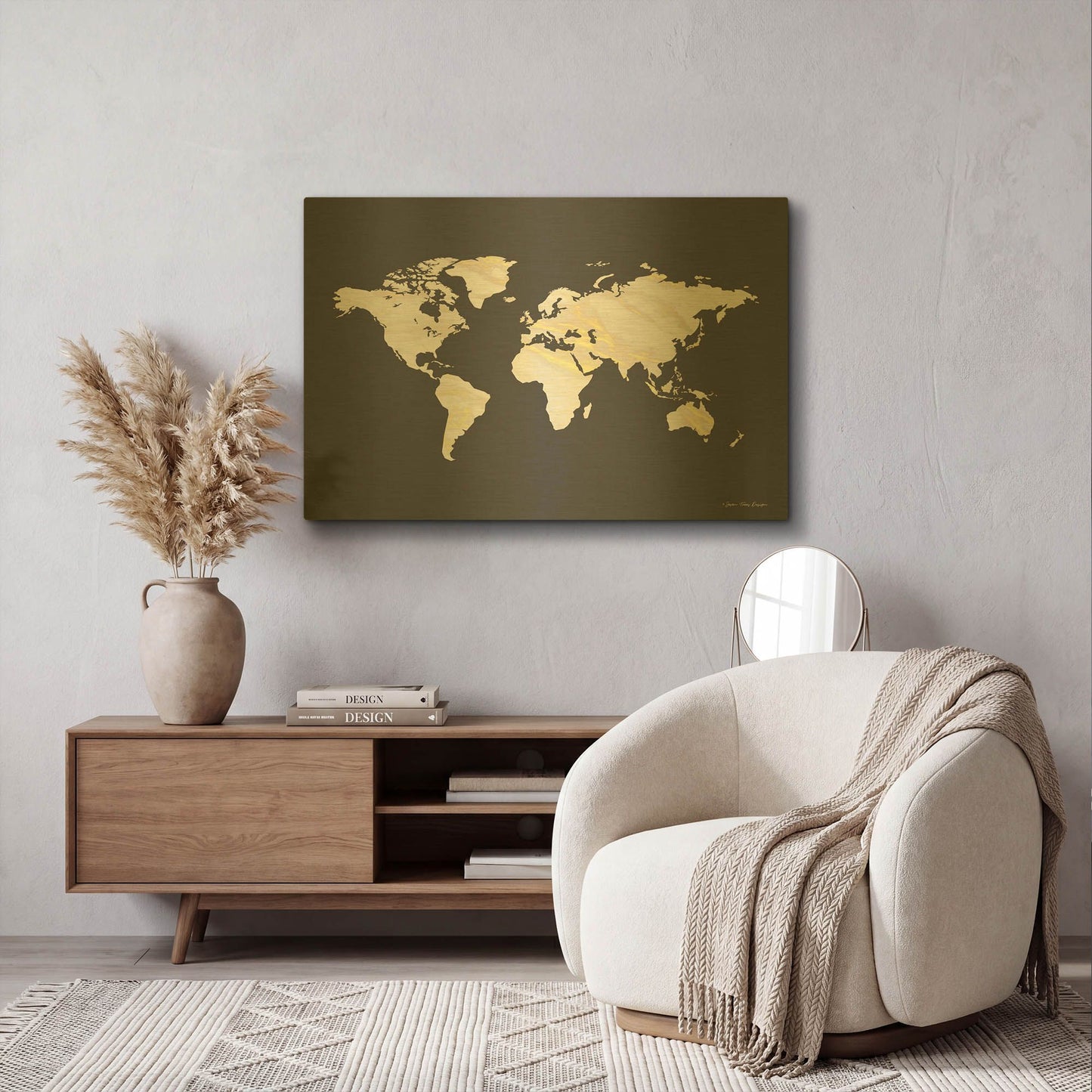'Marble Gold World Map' By Seven Trees Design Gold Metal Wall Art
