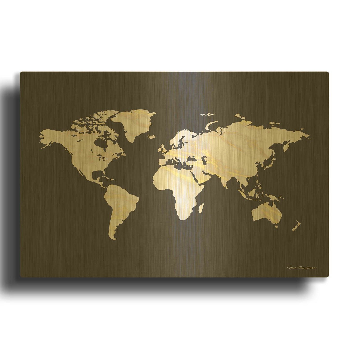 'Marble Gold World Map' By Seven Trees Design Gold Metal Wall Art
