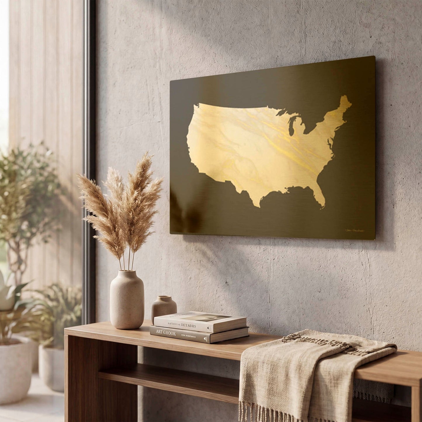'Marble Gold USA Map' By Seven Trees Design Gold Metal Wall Art
