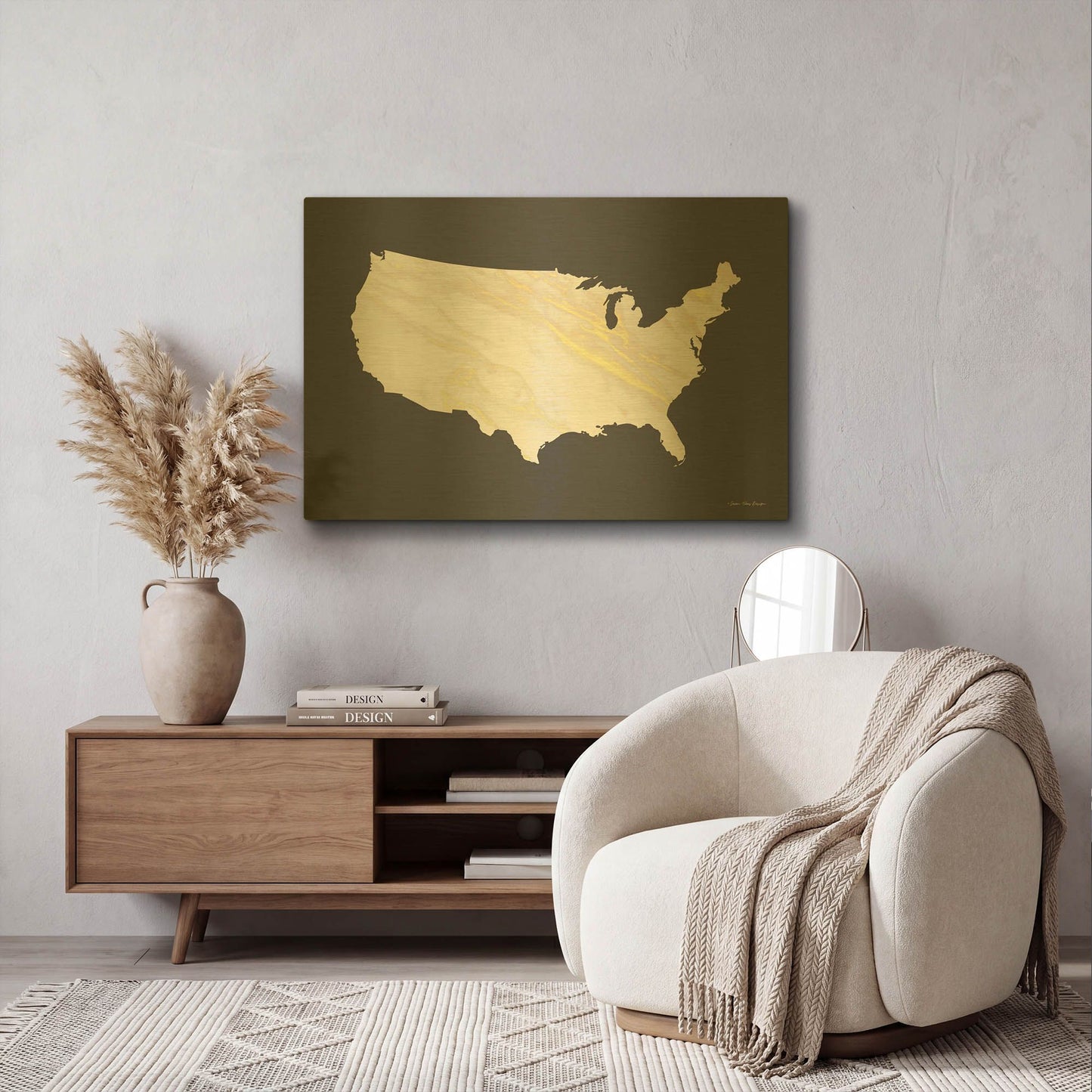 'Marble Gold USA Map' By Seven Trees Design Gold Metal Wall Art