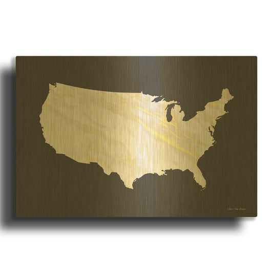 'Marble Gold USA Map' By Seven Trees Design Gold Metal Wall Art