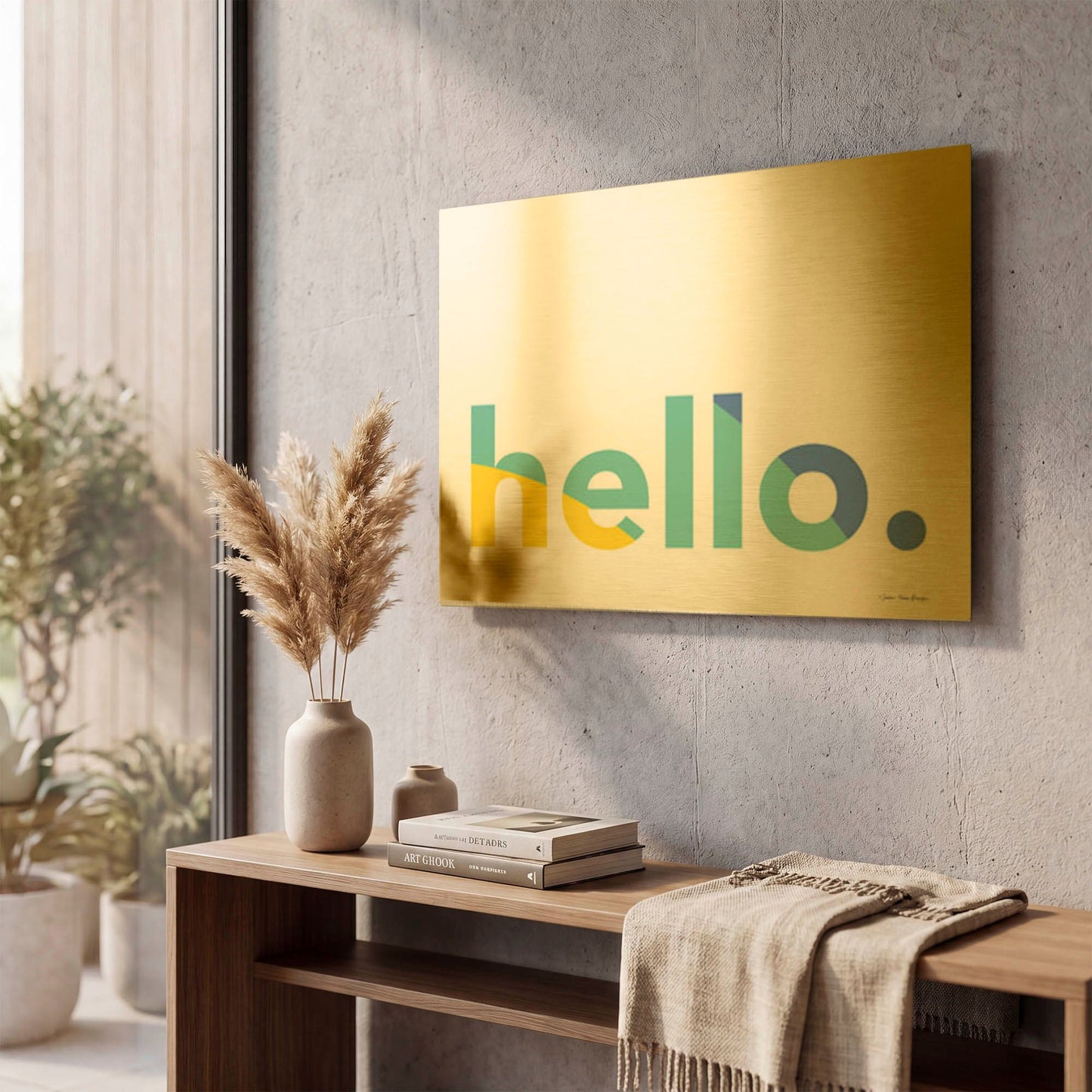 'Hello' By Seven Trees Design Gold Metal Wall Art