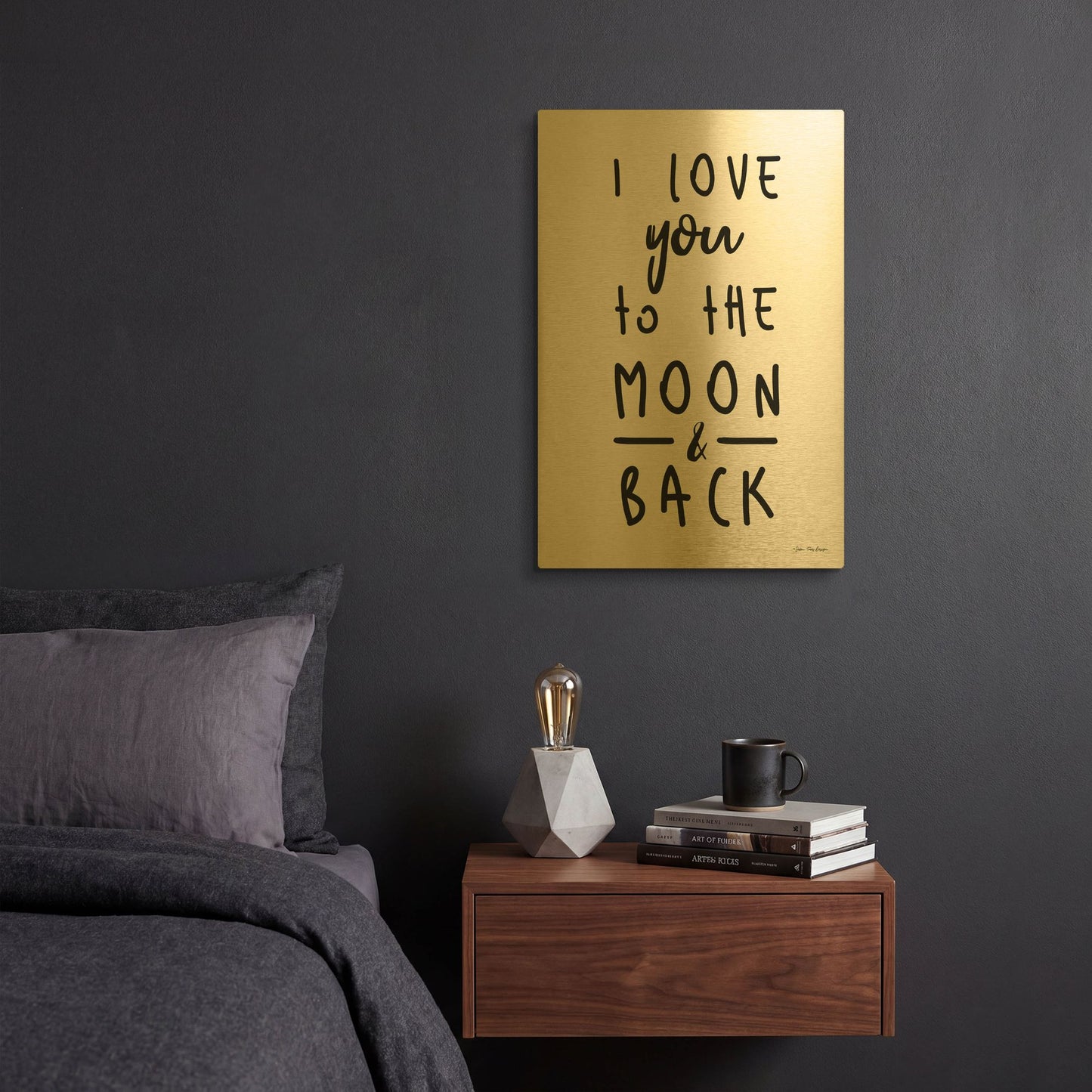 'To the Moon' By Seven Trees Design Gold Metal Wall Art