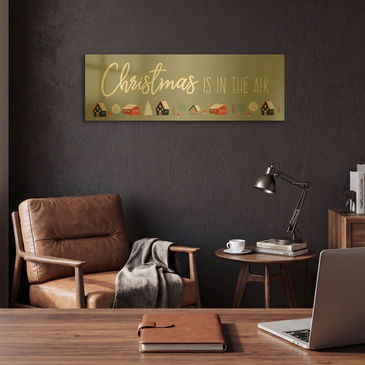 'Christmas is in the Air' By Seven Trees Design Gold Metal Wall Art