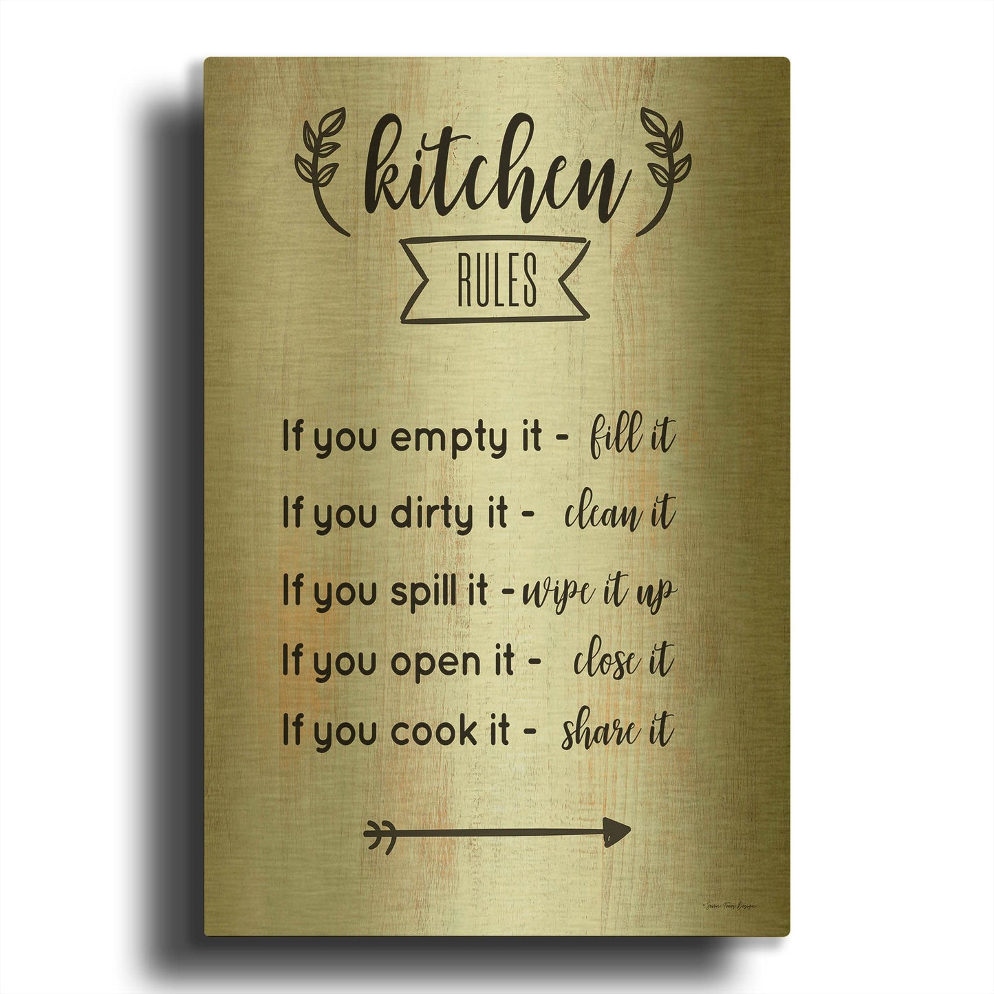 'Kitchen Rules' By Seven Trees Design Gold Metal Wall Art
