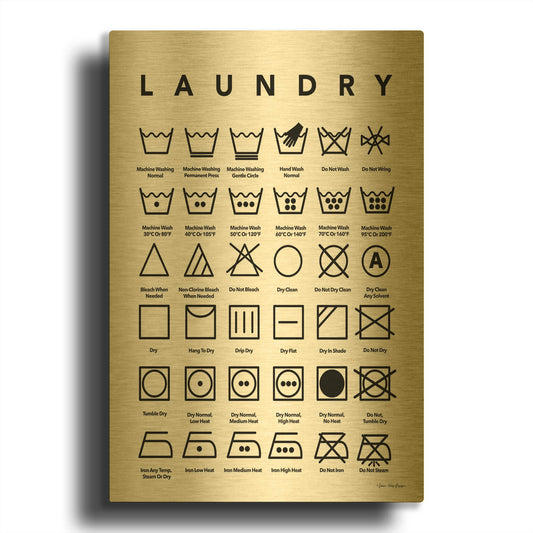 'Laundry Symbols' By Seven Trees Design Gold Metal Wall Art