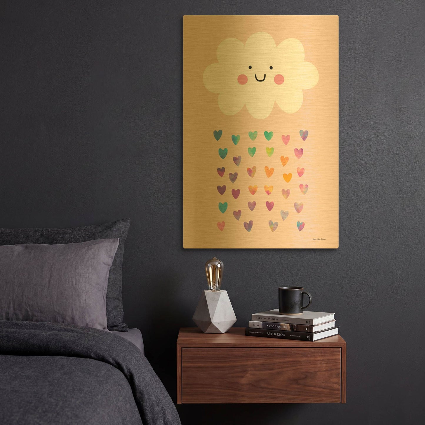 'Happy Cloud' By Seven Trees Design Gold Metal Wall Art