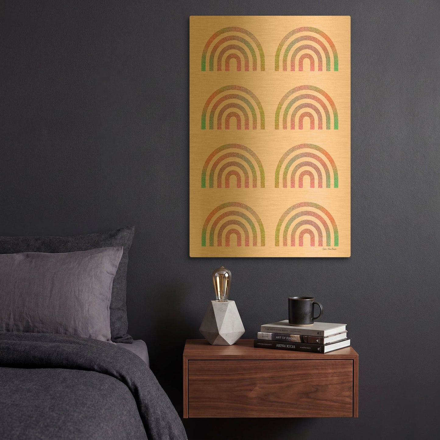 'Happy Glitter Rainbows' By Seven Trees Design Gold Metal Wall Art