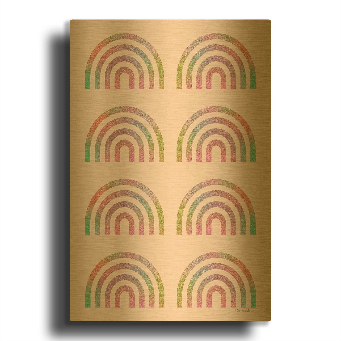 'Happy Glitter Rainbows' By Seven Trees Design Gold Metal Wall Art