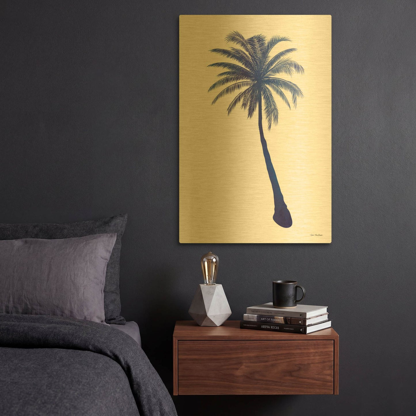 'Blue Palm Tree I' By Seven Trees Design Gold Metal Wall Art