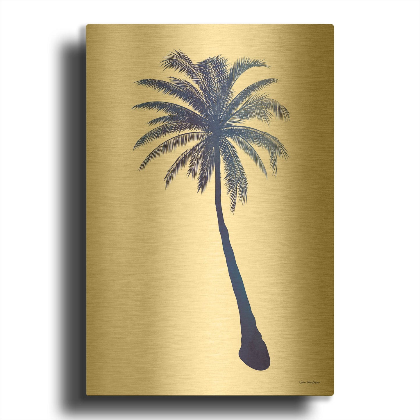 'Blue Palm Tree I' By Seven Trees Design Gold Metal Wall Art