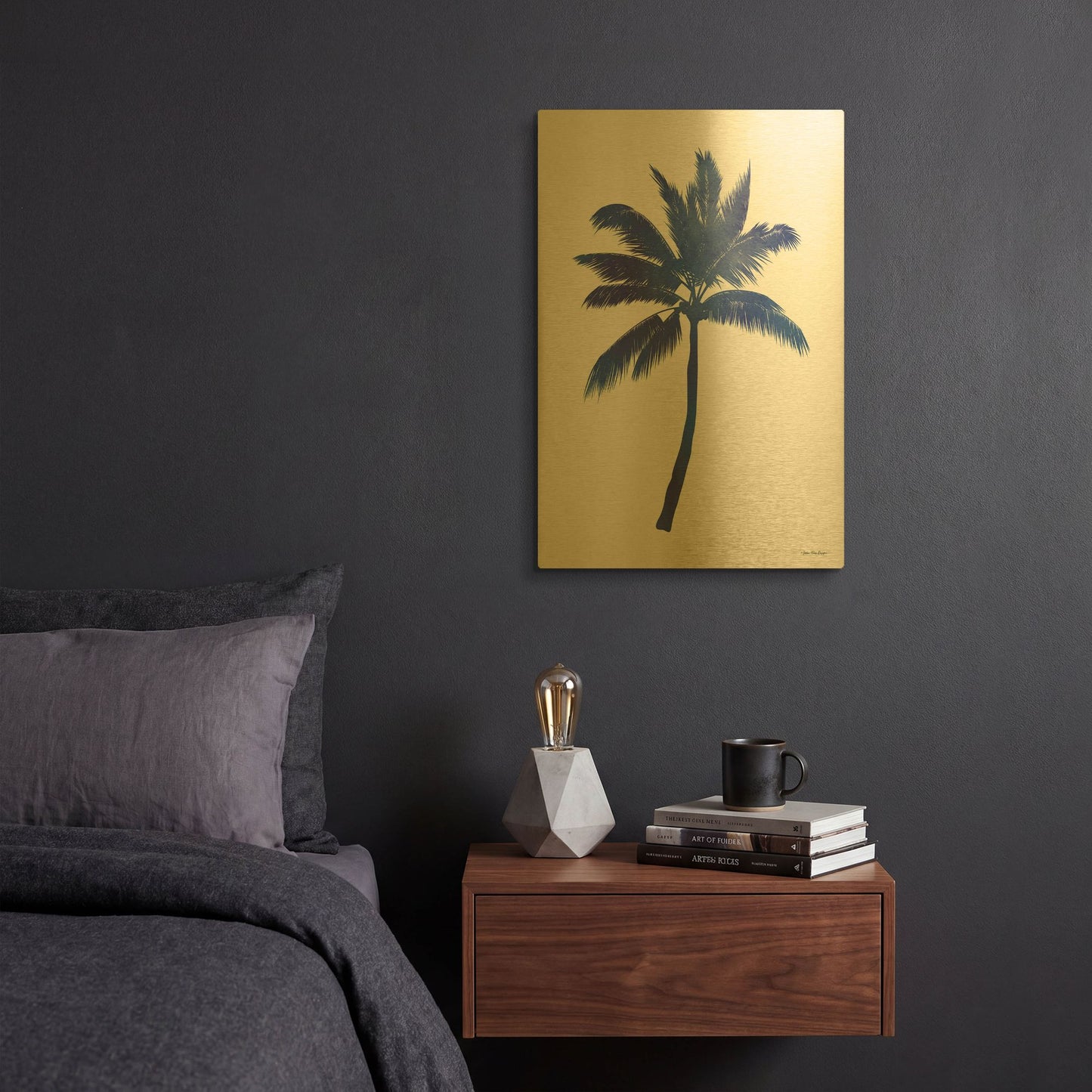 'Blue Palm Tree III' By Seven Trees Design Gold Metal Wall Art