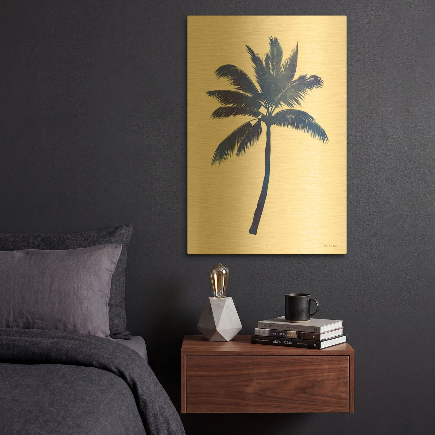 'Blue Palm Tree III' By Seven Trees Design Gold Metal Wall Art
