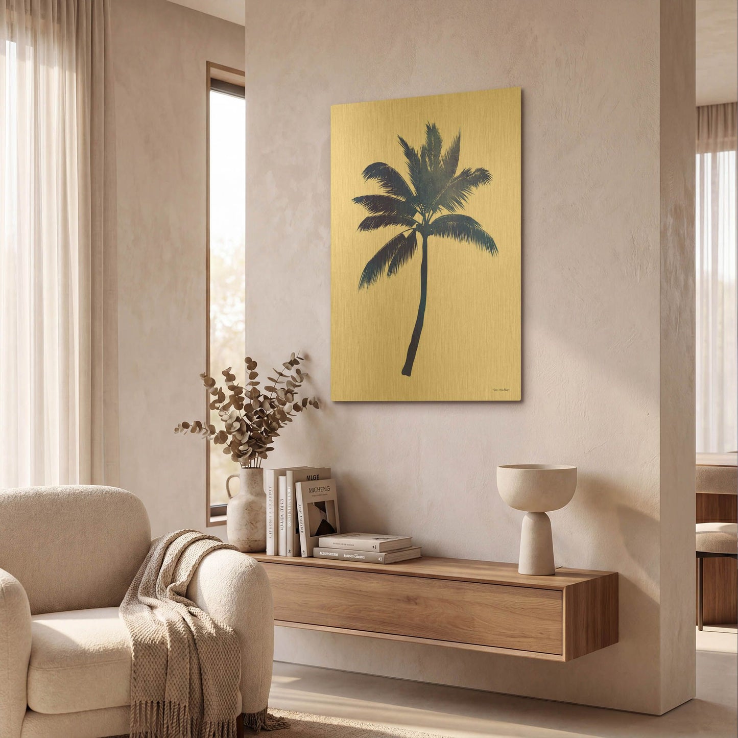 'Blue Palm Tree III' By Seven Trees Design Gold Metal Wall Art