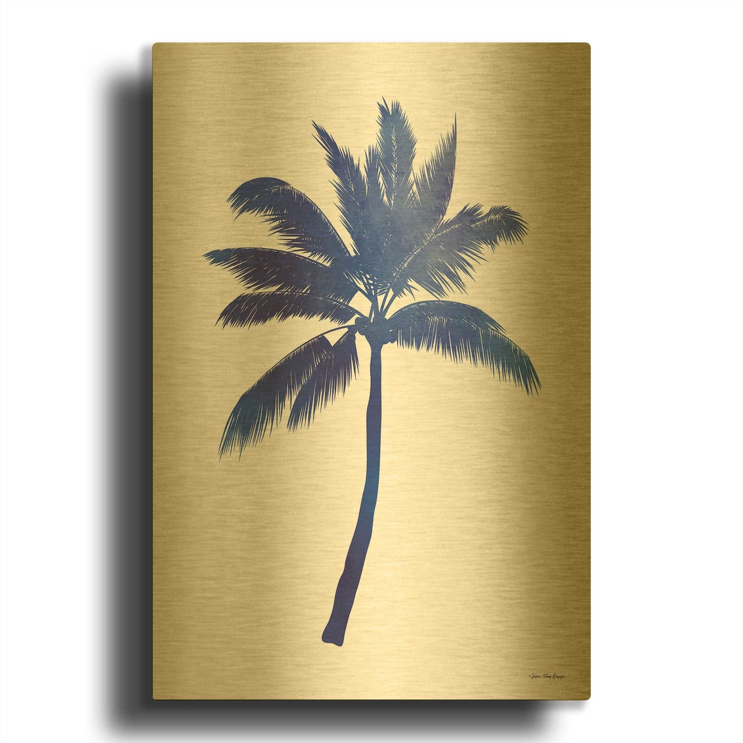 'Blue Palm Tree III' By Seven Trees Design Gold Metal Wall Art