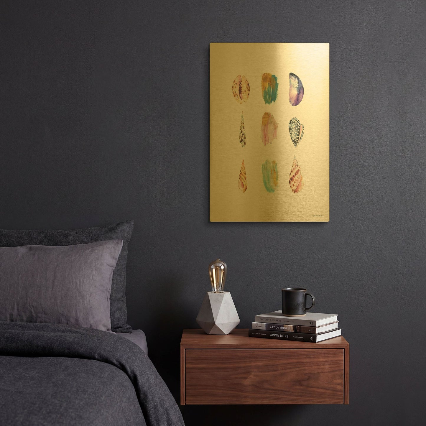 'Sea and Brush Strokes I' By Seven Trees Design Gold Metal Wall Art