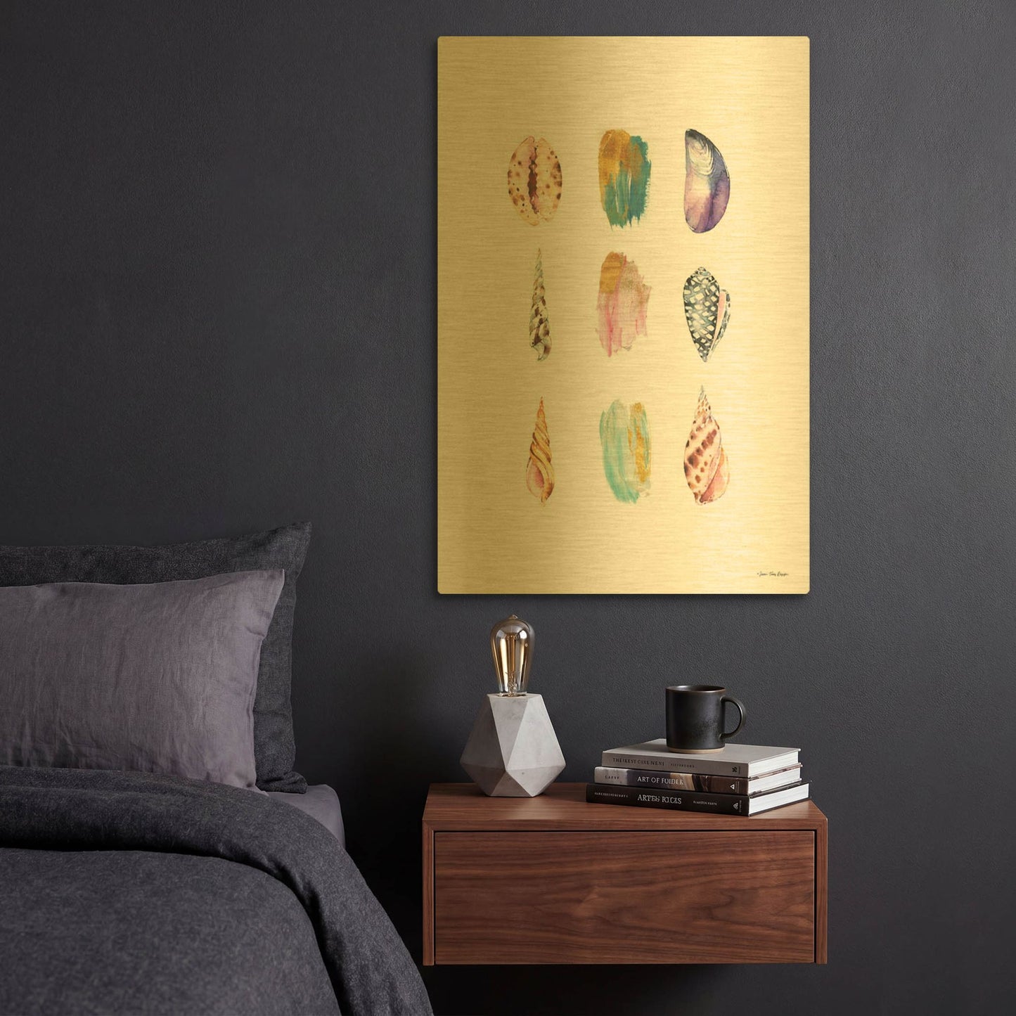 'Sea and Brush Strokes I' By Seven Trees Design Gold Metal Wall Art