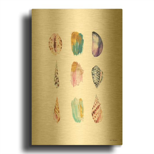 'Sea and Brush Strokes I' By Seven Trees Design Gold Metal Wall Art