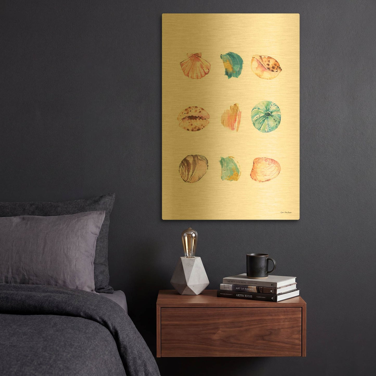 'Sea and Brush Strokes II' By Seven Trees Design Gold Metal Wall Art