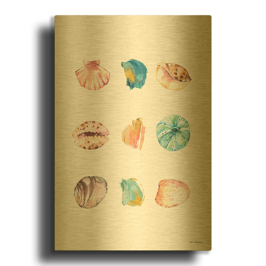 'Sea and Brush Strokes II' By Seven Trees Design Gold Metal Wall Art