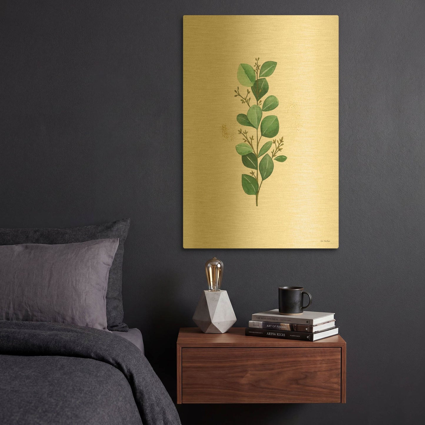 'Eucalyptus II' By Seven Trees Design Gold Metal Wall Art