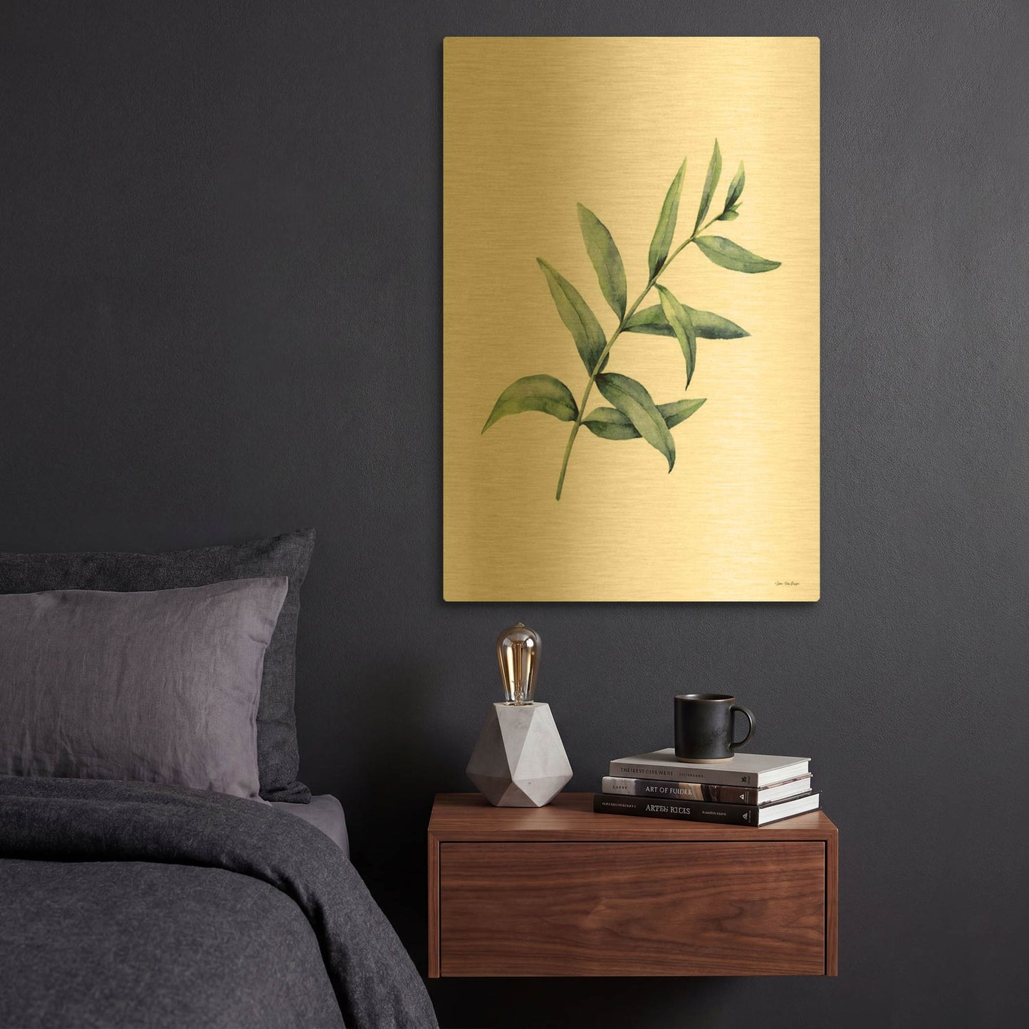 'Eucalyptus V' By Seven Trees Design Gold Metal Wall Art