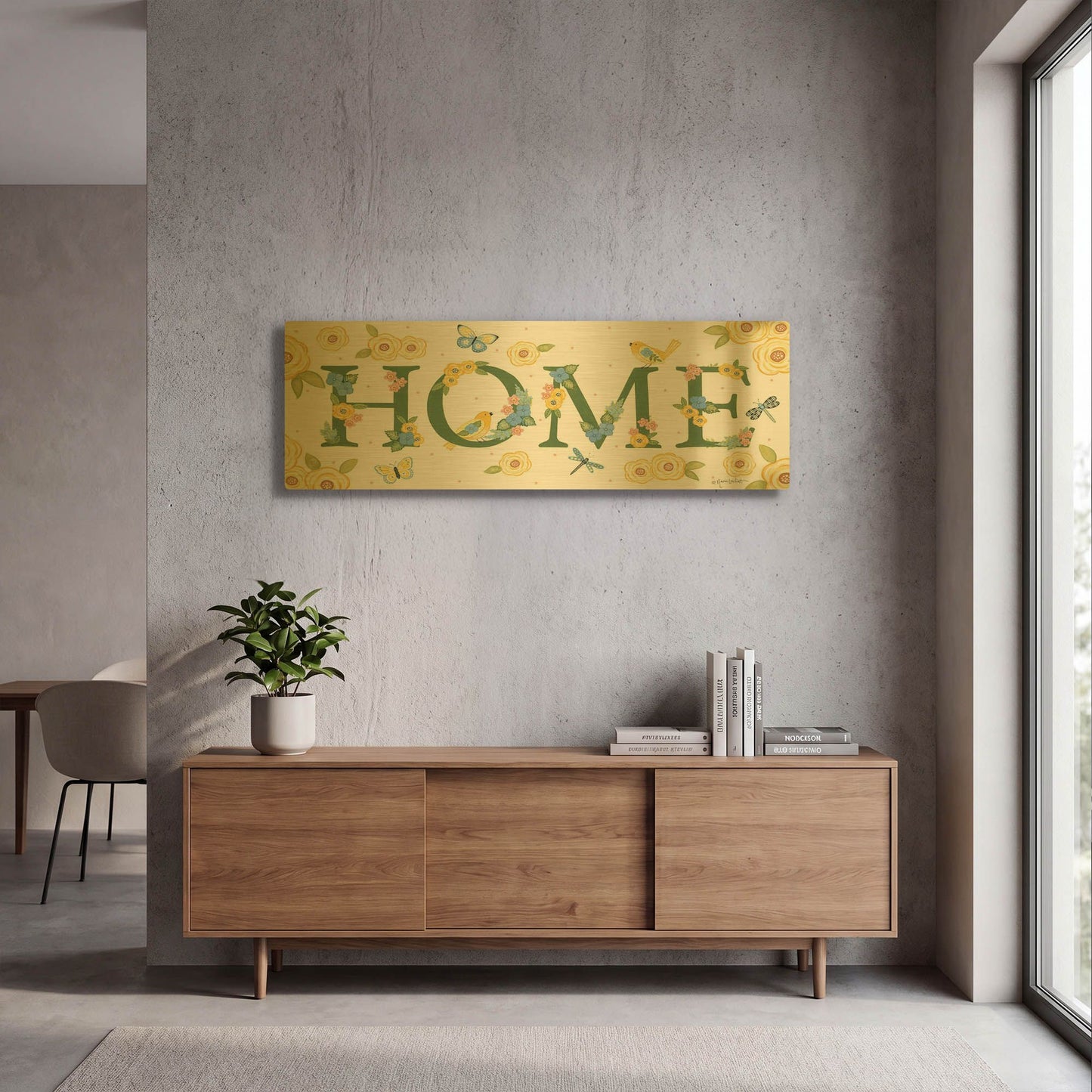 'Bloom & Grow Home' By Annie LaPoint Gold Metal Wall Art