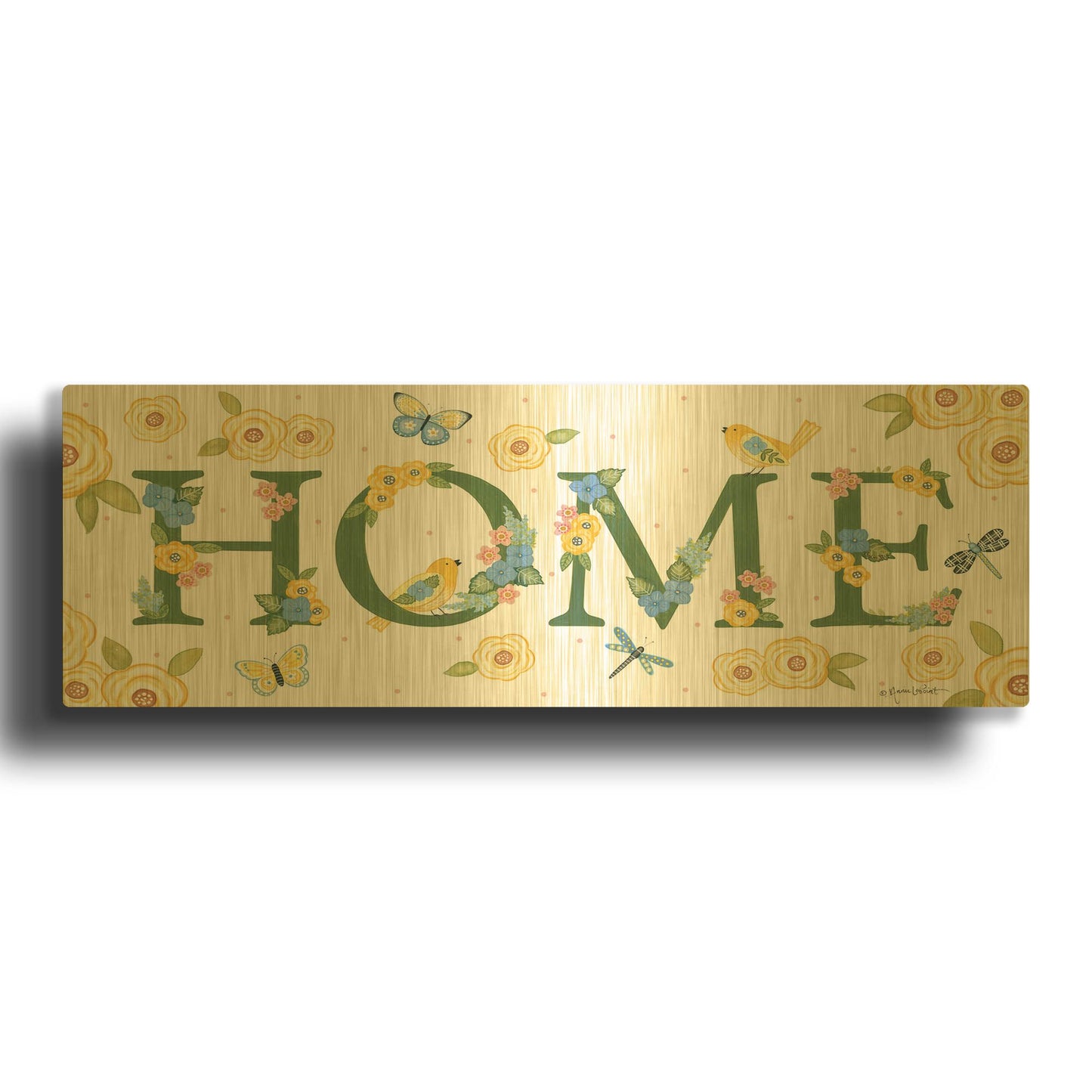 'Bloom & Grow Home' By Annie LaPoint Gold Metal Wall Art