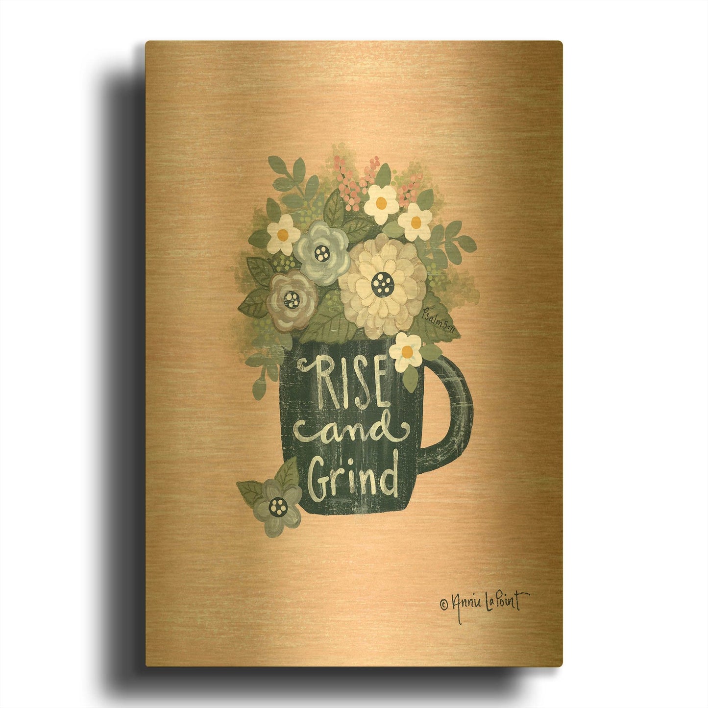 'Rise and Grind' By Annie LaPoint Gold Metal Wall Art
