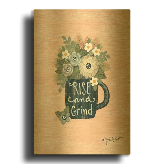 'Rise and Grind' By Annie LaPoint Gold Metal Wall Art