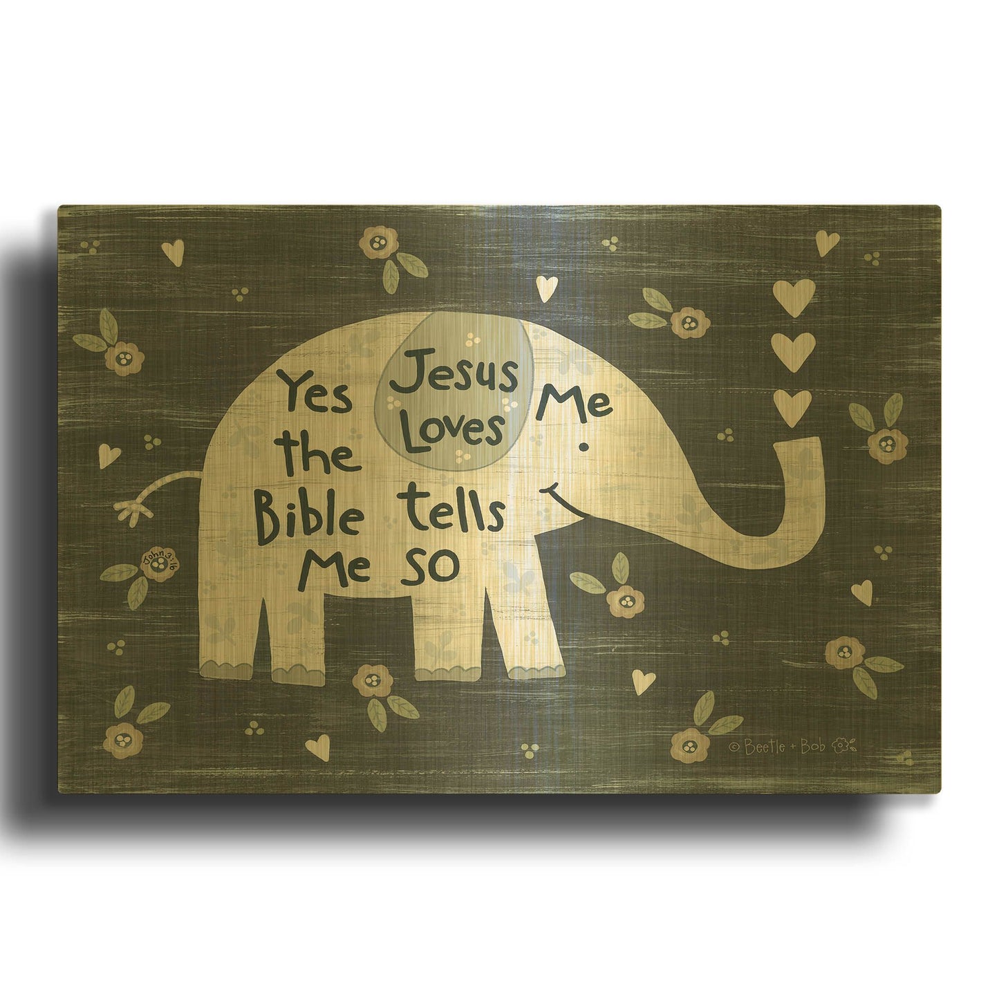 'Jesus Loves Me Elephant' By Annie LaPoint Gold Metal Wall Art