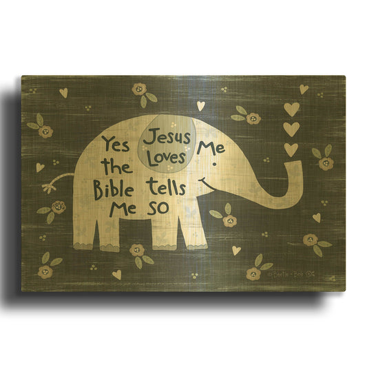 'Jesus Loves Me Elephant' By Annie LaPoint Gold Metal Wall Art