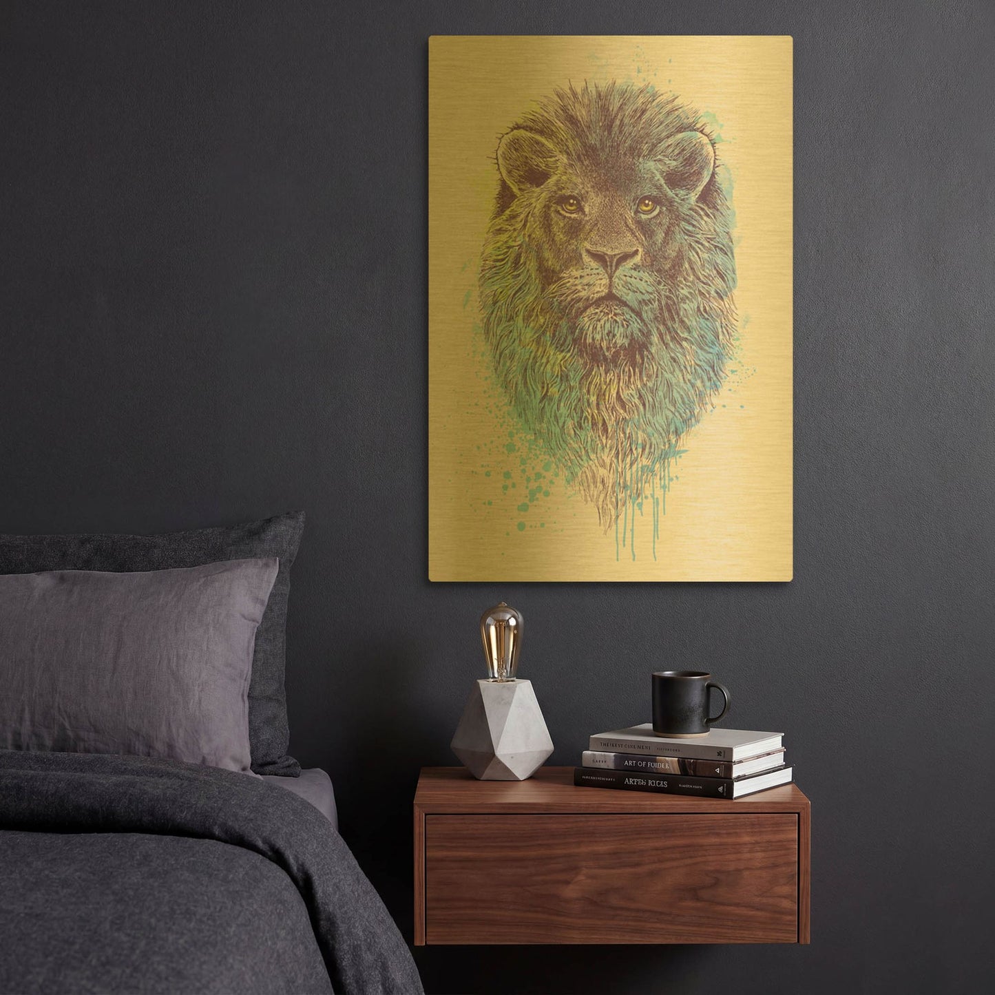 'Lion King' By Rachel Caldwell Gold Metal Wall Art