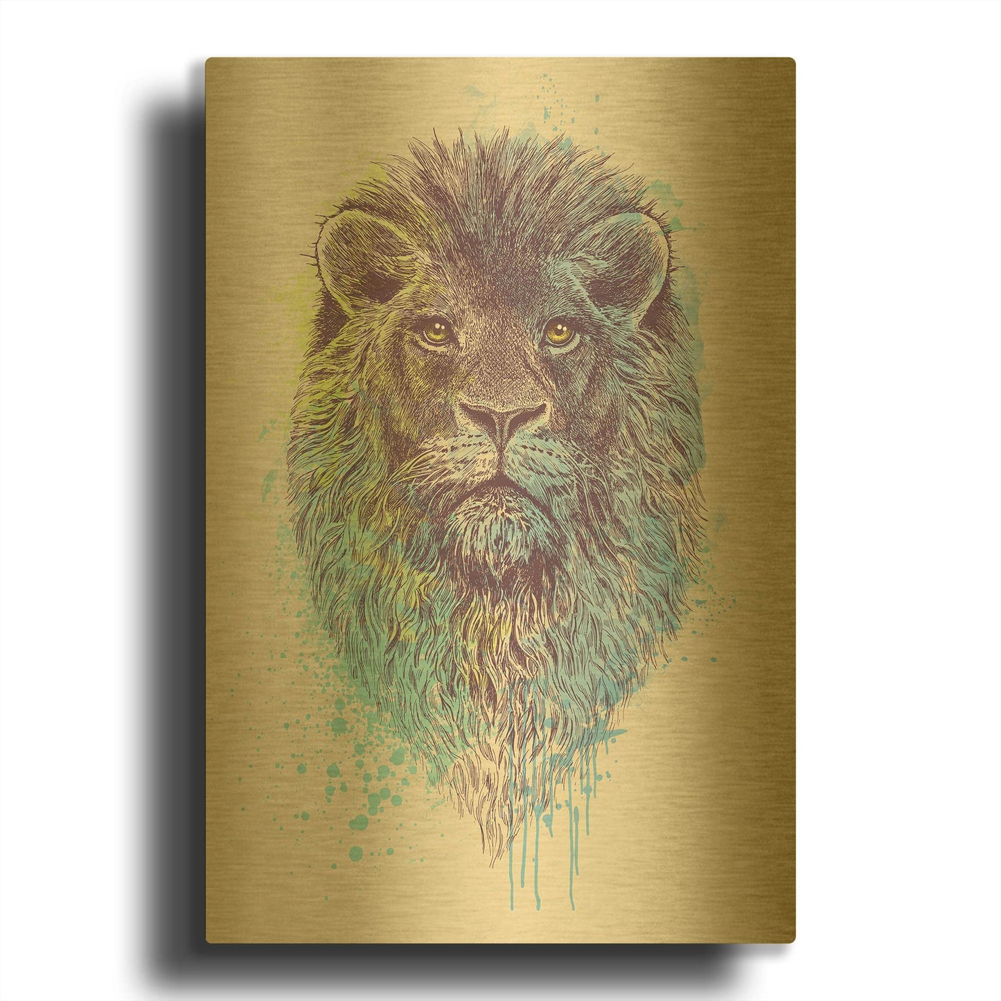 'Lion King' By Rachel Caldwell Gold Metal Wall Art