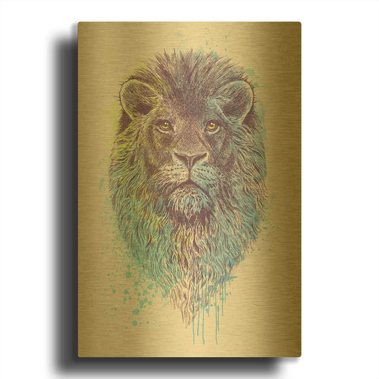 'Lion King' By Rachel Caldwell Gold Metal Wall Art