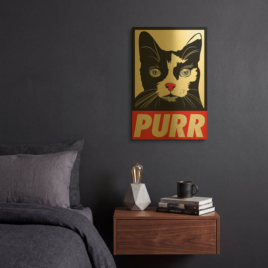 'Purr Propaganda' By Rachel Caldwell Gold Metal Wall Art
