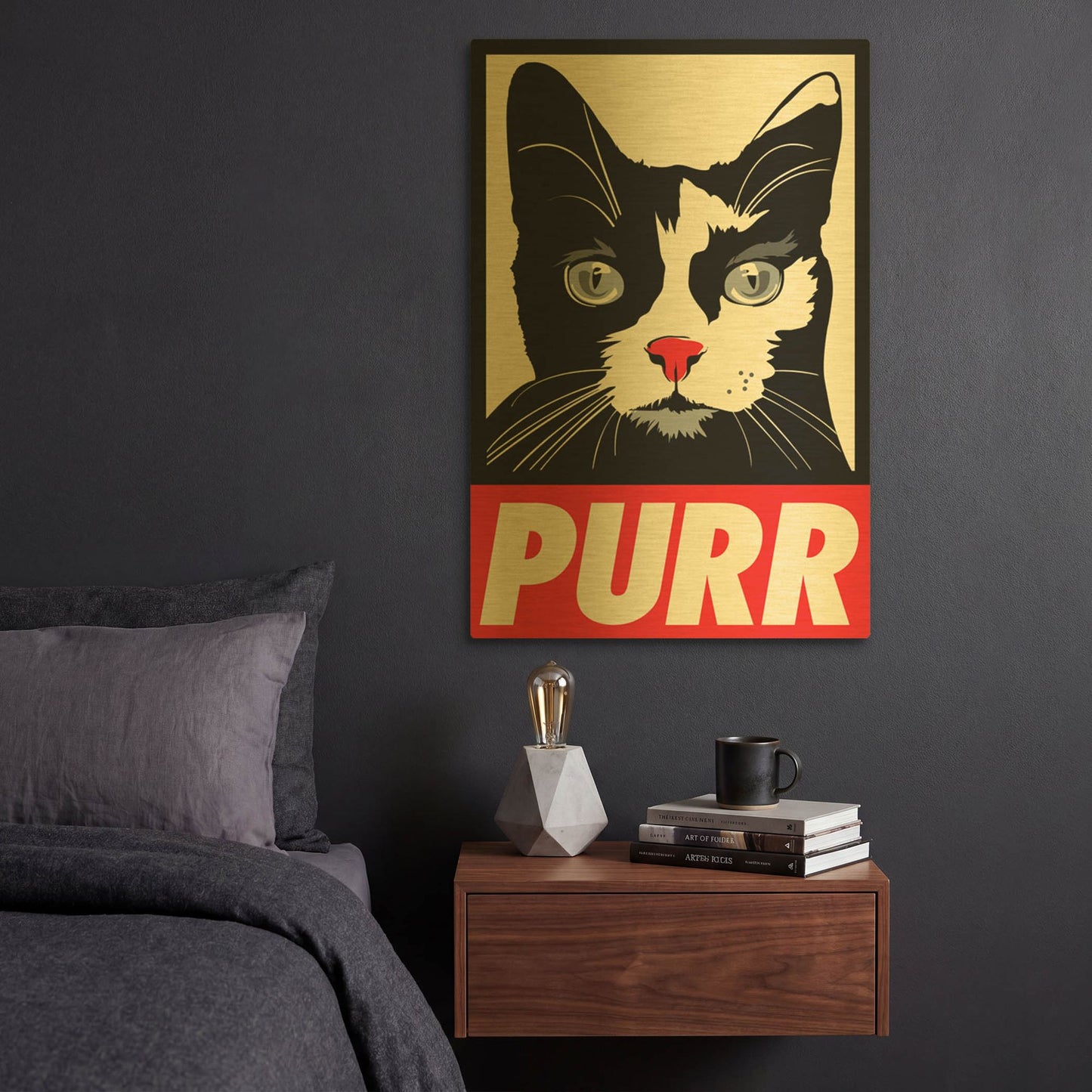 'Purr Propaganda' By Rachel Caldwell Gold Metal Wall Art