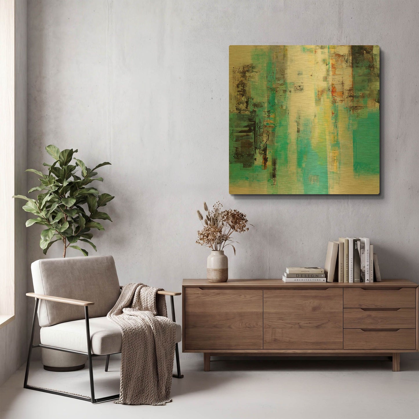 'Serie Caminos #22' By Ines Benedicto Gold Metal Wall Art