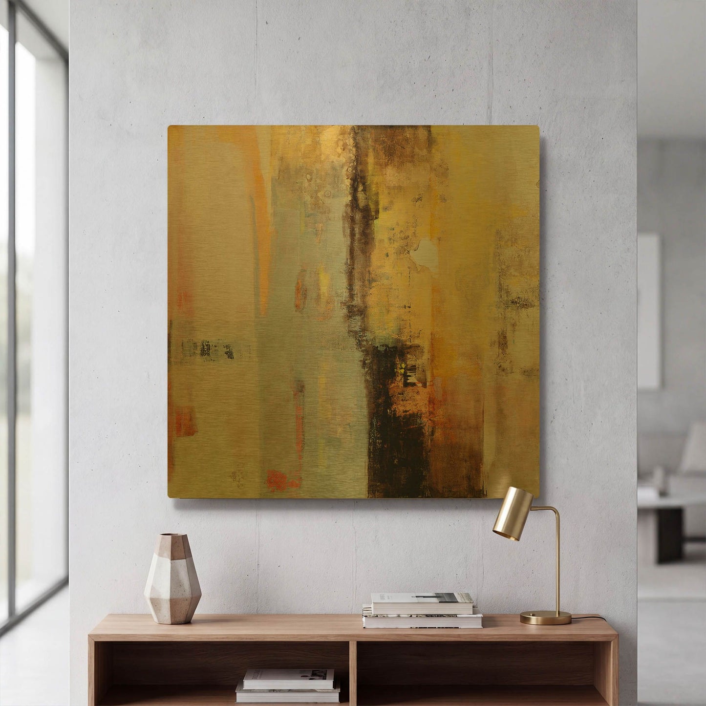 'Serie Caminos #45' By Ines Benedicto Gold Metal Wall Art