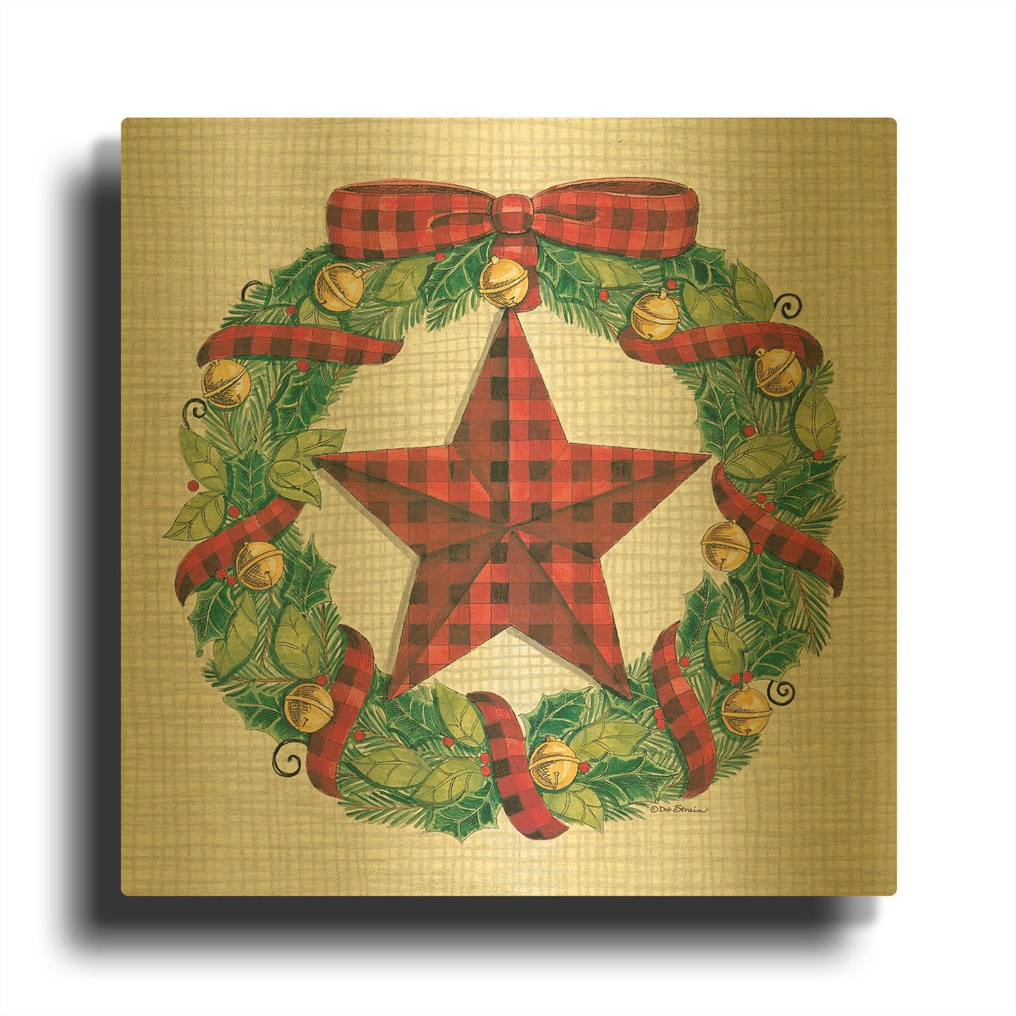 'Joy Angels Wreath' By Deb Strain Gold Metal Wall Art