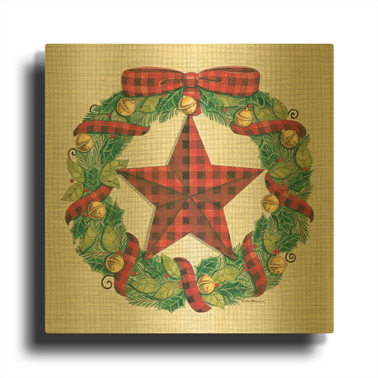 'Joy Angels Wreath' By Deb Strain Gold Metal Wall Art