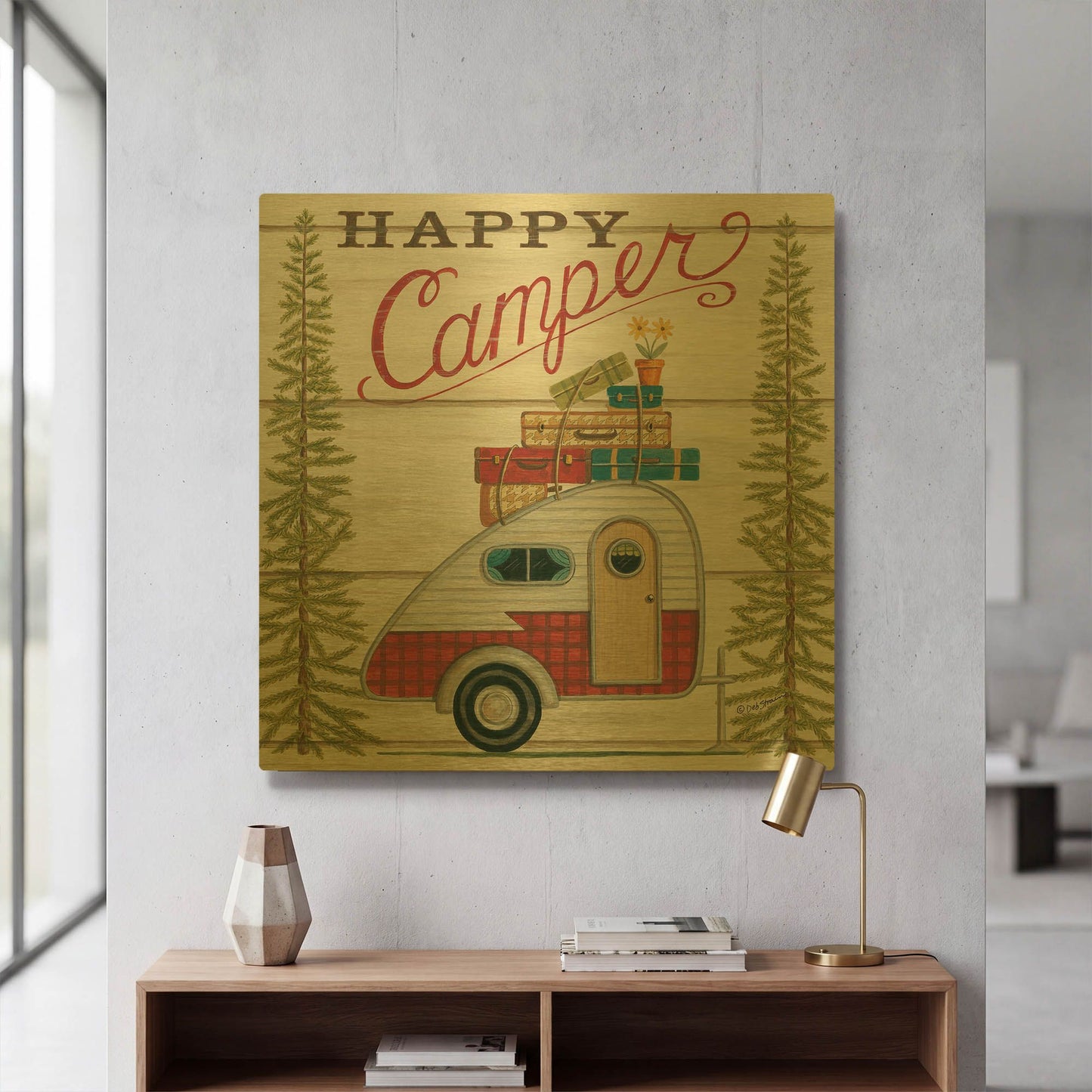 'Happy Camper' By Deb Strain Gold Metal Wall Art