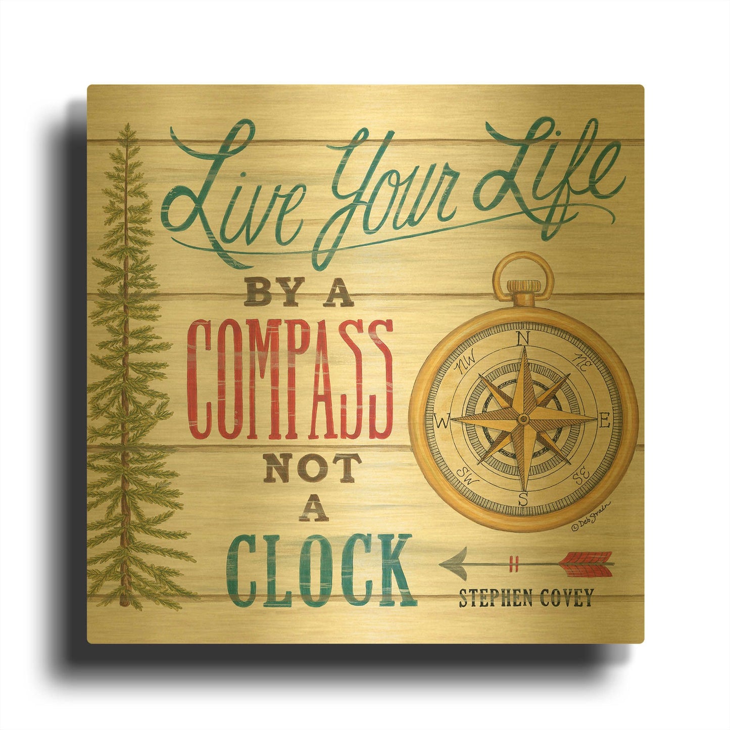 'Compass Not a Clock' By Deb Strain Gold Metal Wall Art