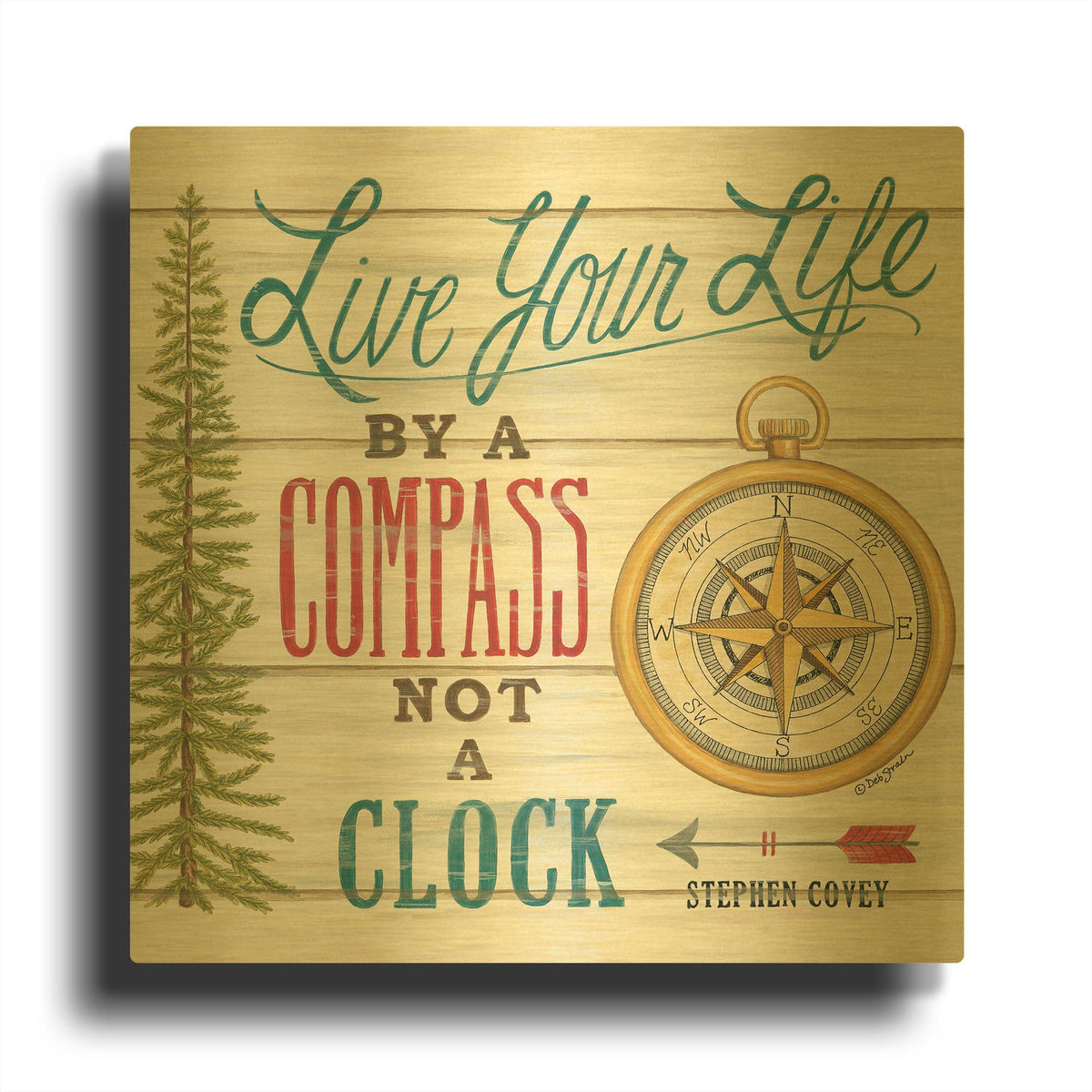 'Compass Not a Clock' By Deb Strain Gold Metal Wall Art