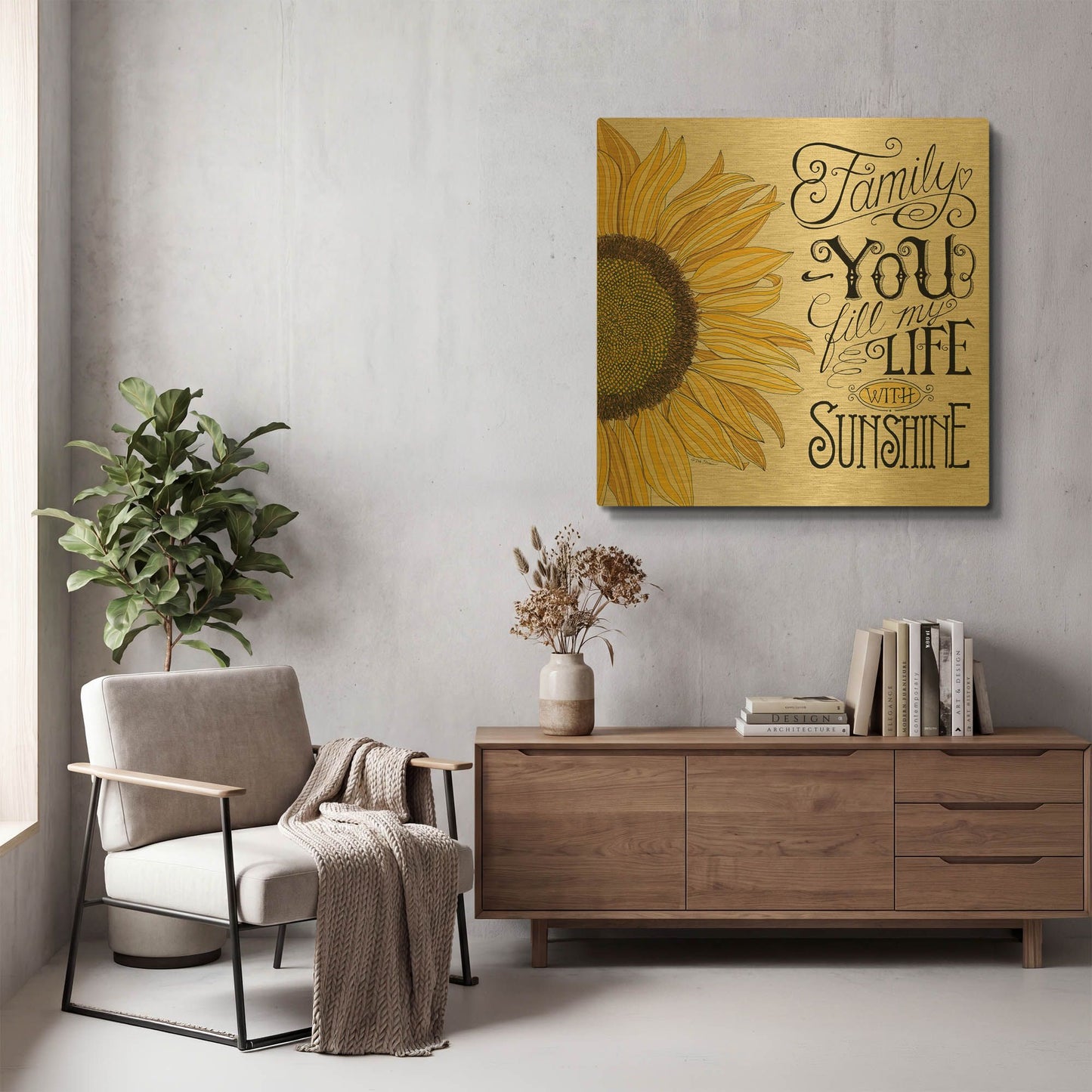 'Fill My Life With Sunshine' By Deb Strain Gold Metal Wall Art