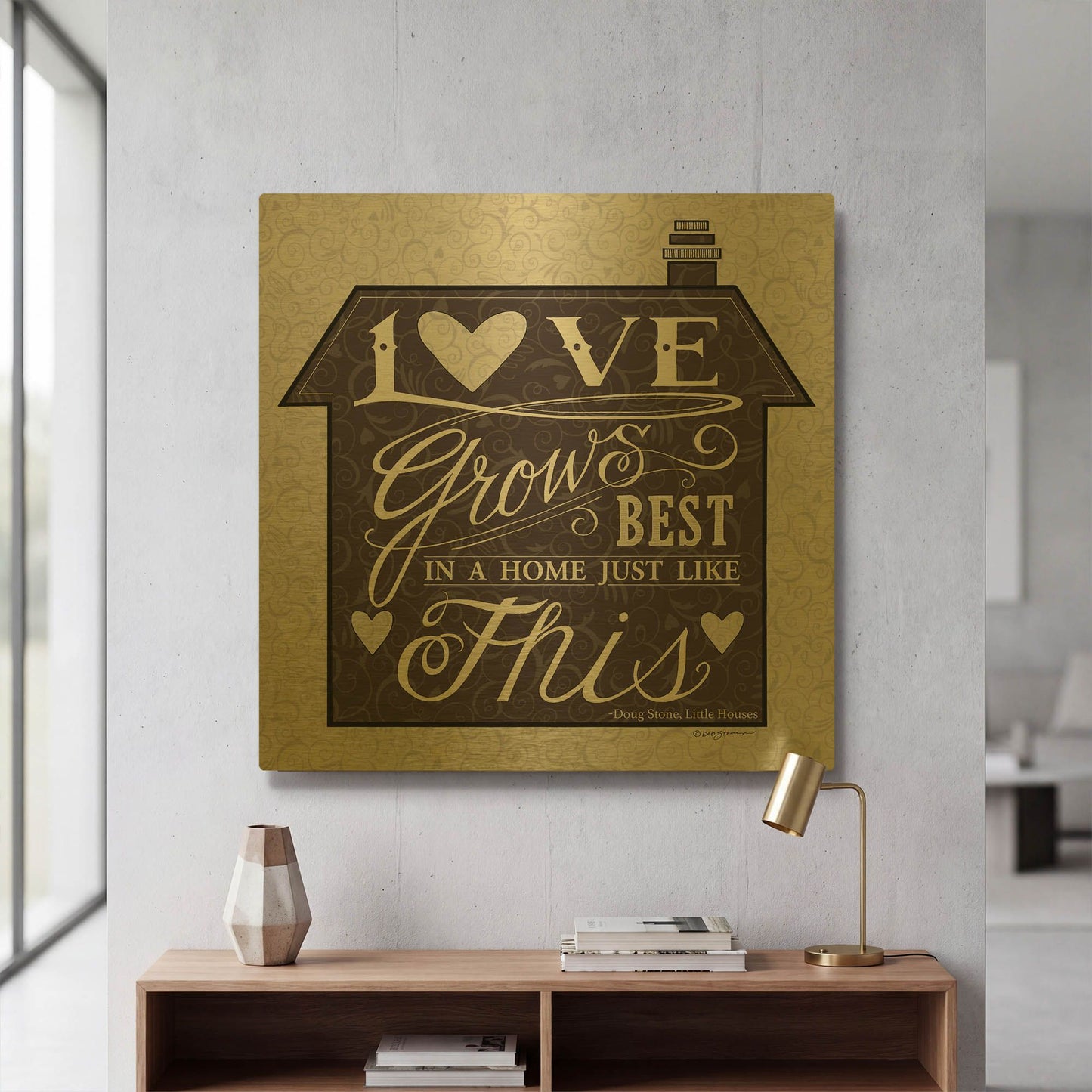 'In a Home' By Deb Strain Gold Metal Wall Art
