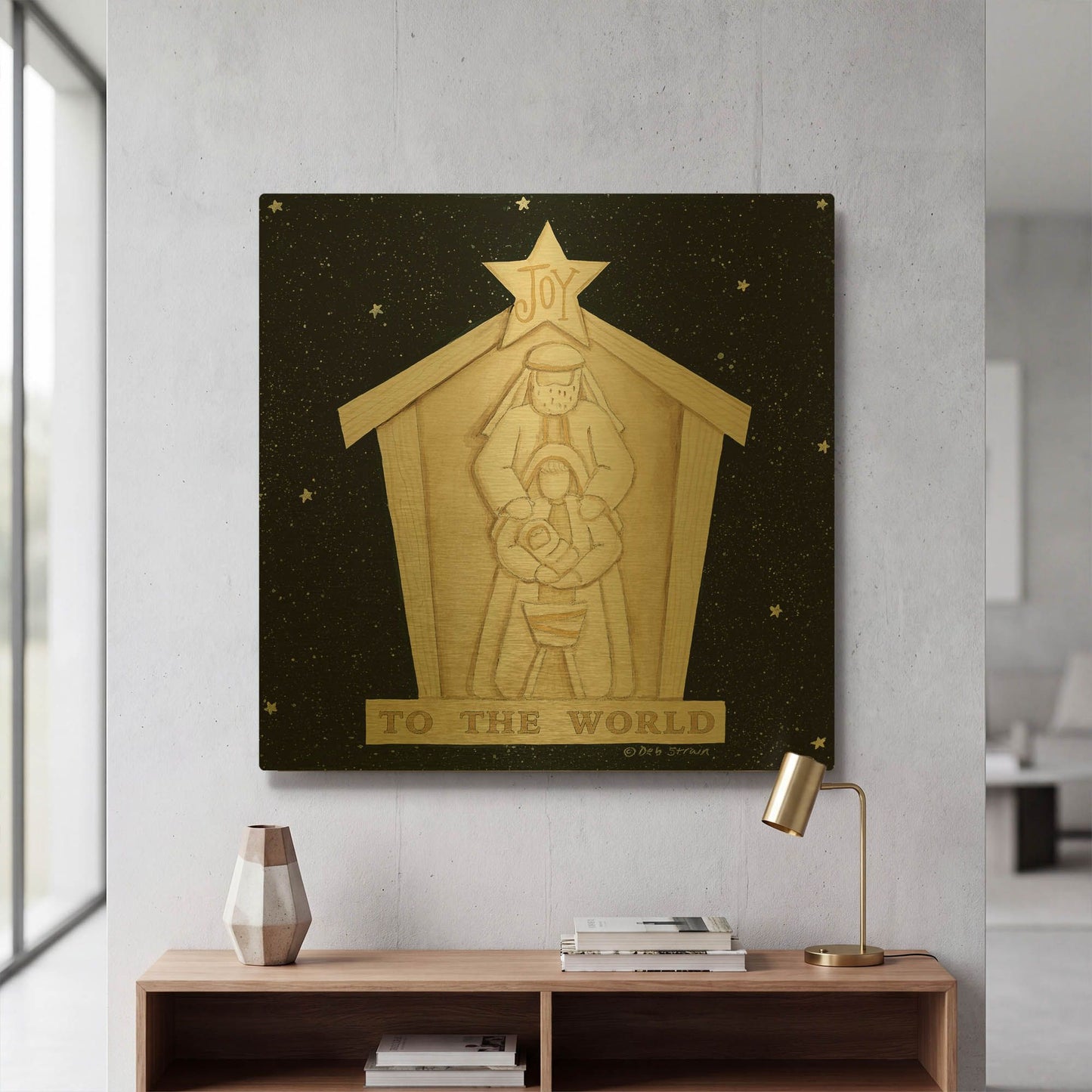 'Joy Manger' By Deb Strain Gold Metal Wall Art